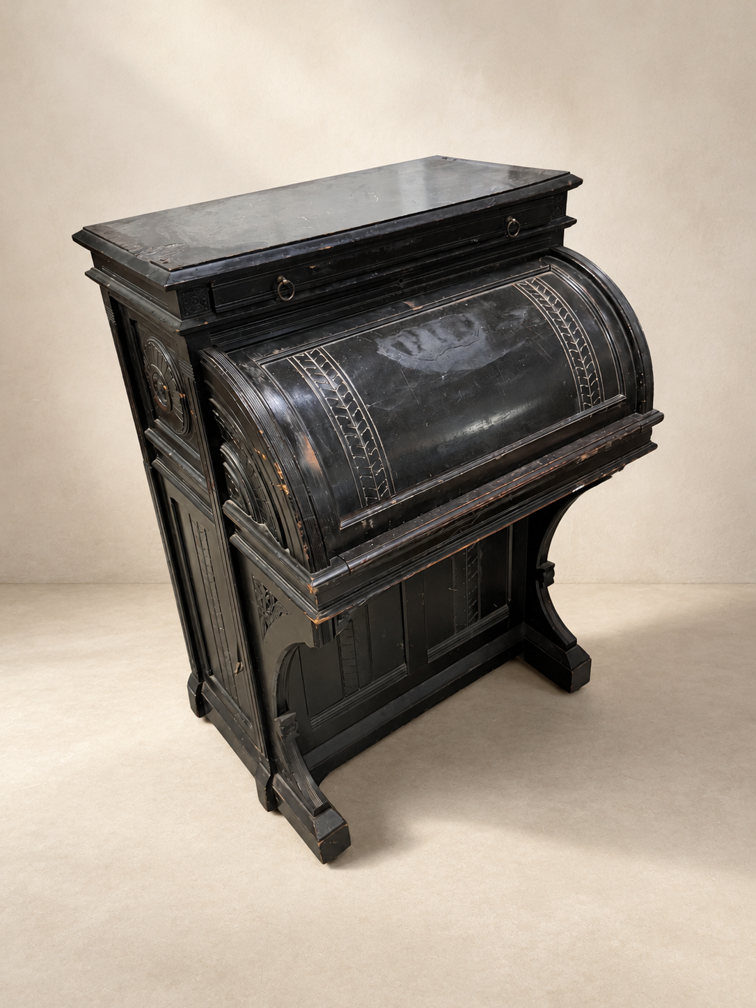 Victorian Aesthetic Movement Ebonised Cylinder Desk
