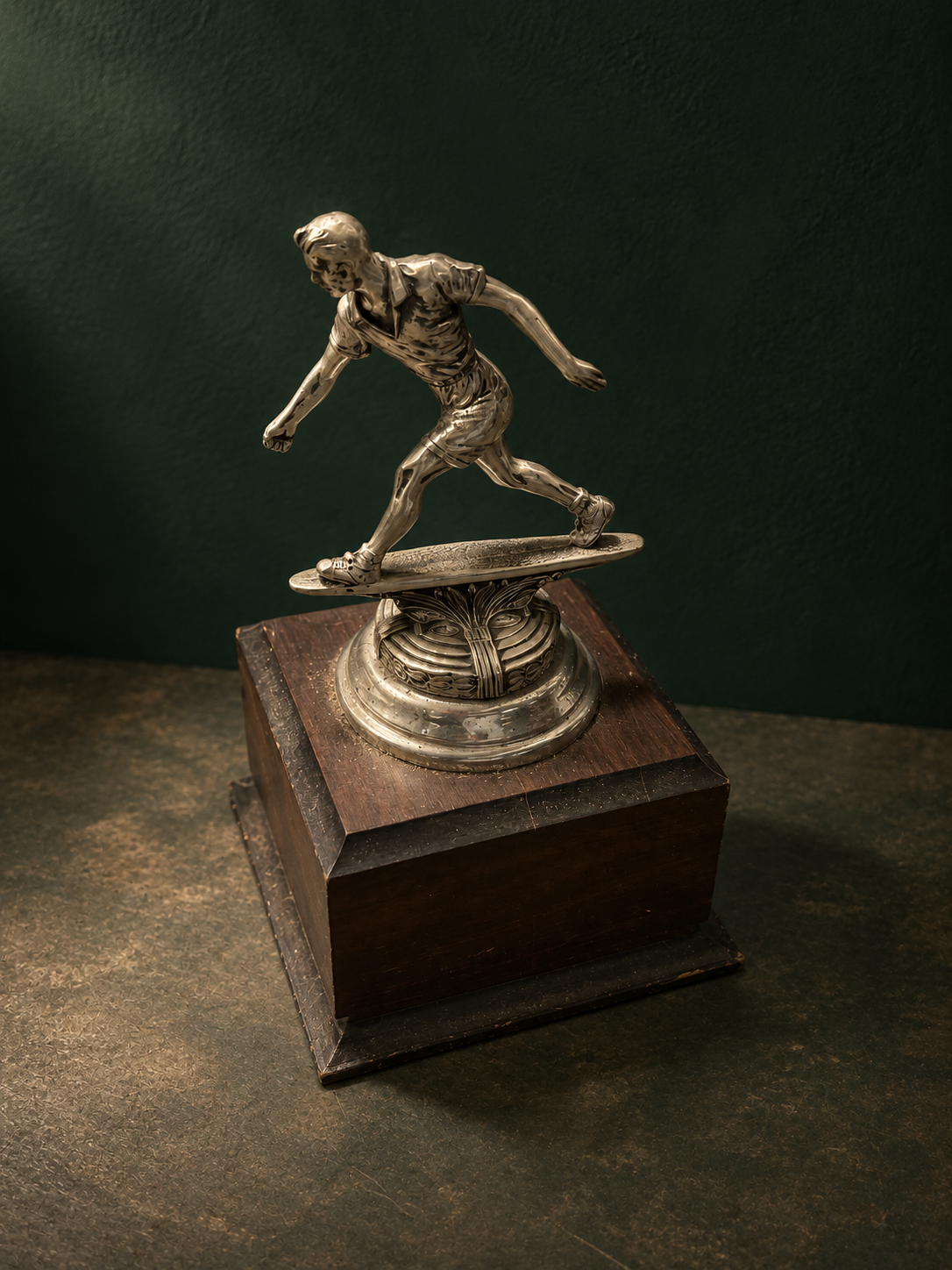 A Vintage Silvered Metal Trophy