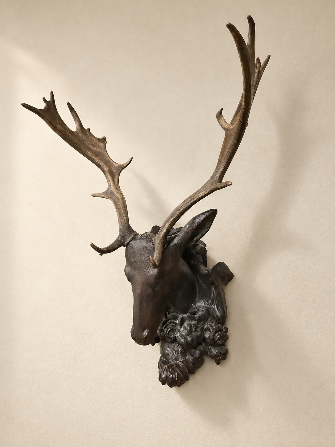 Black Forest Style Composite Trophy Stag Head