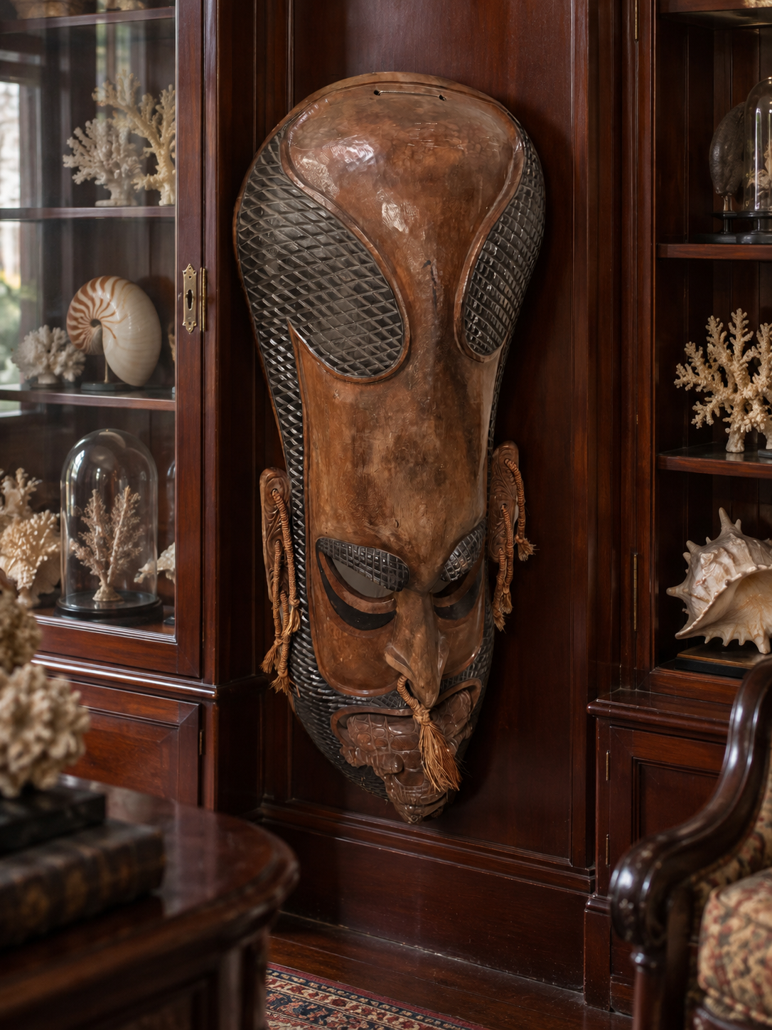 Monumental Carved Hardwood Decorative Mask