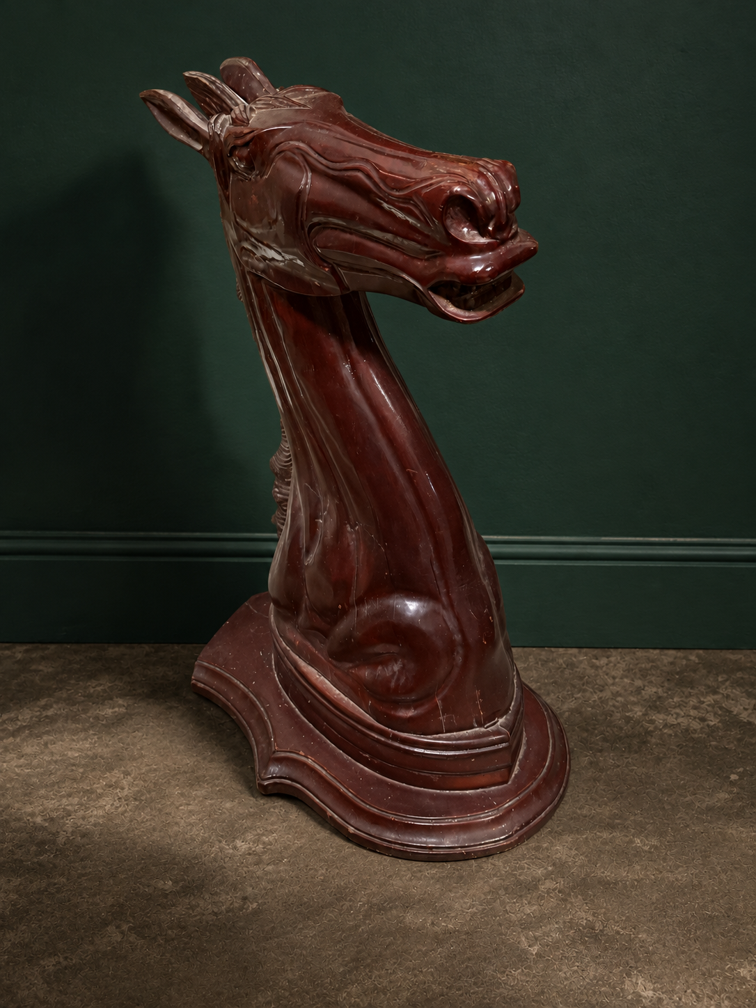 Carved Hardwood Horse Head Bust