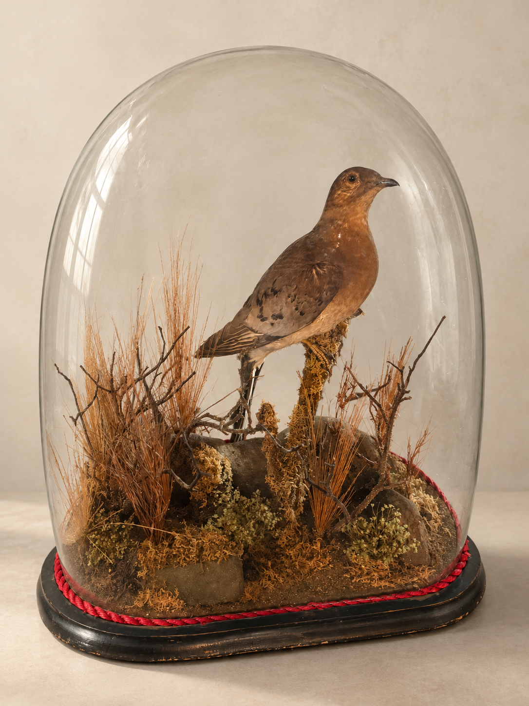 Victorian Taxidermy Passenger Pigeon Under Glass Dome