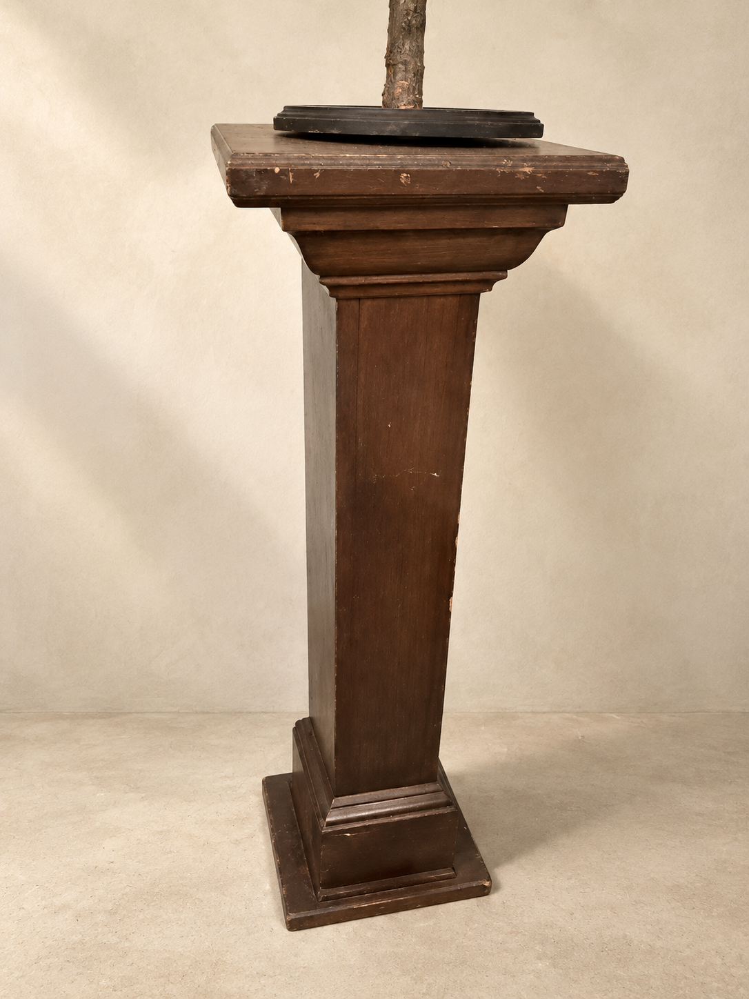 Stained Wood Tapering Pedestal