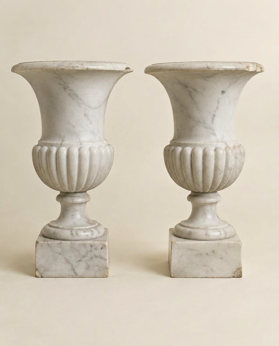 A Pair of Grand Tour Marble Urns