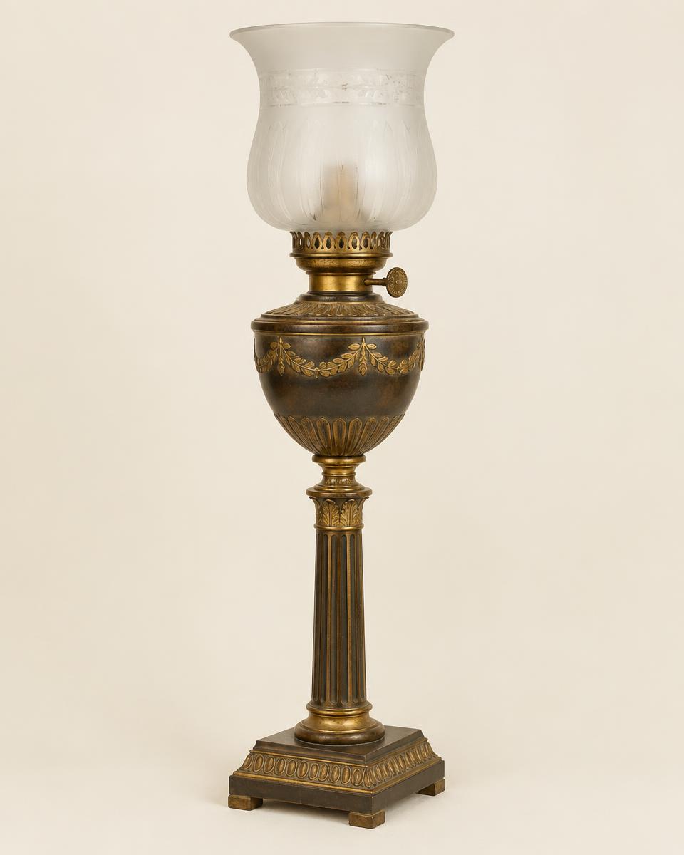 A Regency Bronze Colza Lamp